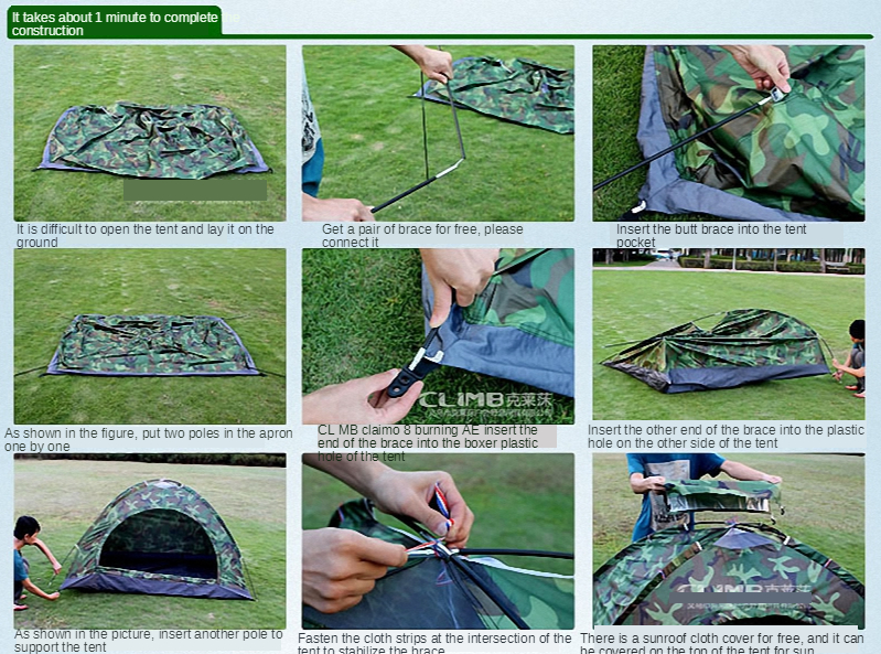 Cheap Goat Tents 3 4 Person Single Layer Camouflage Outdoor Tent Manual Single Layer Thickening Waterproof Sunscreen Camouflage Camping Tent   